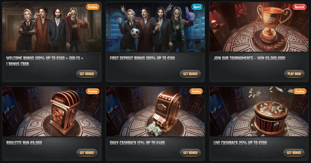 Πακέτο καλωσορίσματος Gransino και προωθητικά πλακίδια τουρνουά καζίνο.