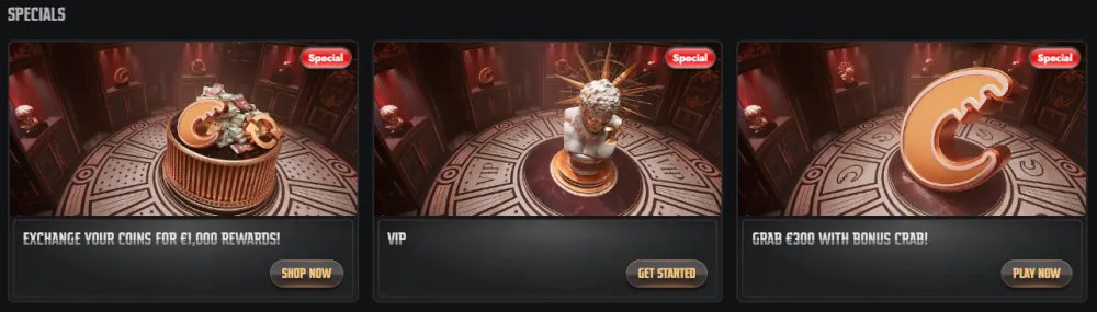 Ειδική ενότητα Gransino με VIP κατάσταση και μπόνους ανταμοιβές καβουριών.